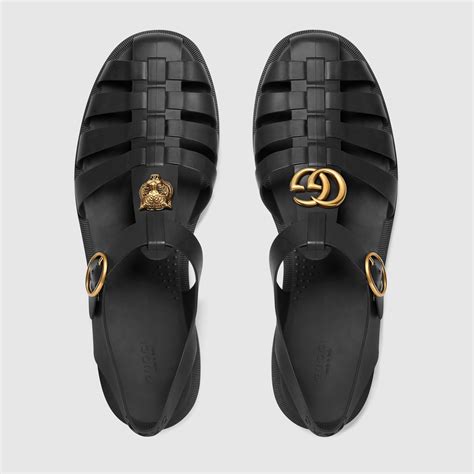 gucci rubber sandals black|Gucci snakeskin sandals.